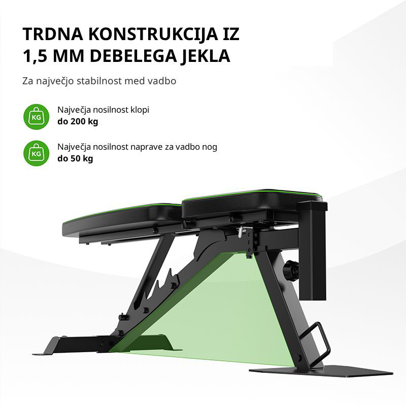 Nastavljiva vadbena klop Tunturi UB60 z dodatkom za noge - slika 5