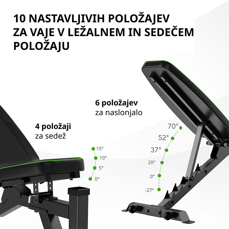 Nastavljiva vadbena klop Tunturi UB60 z dodatkom za noge - slika 2
