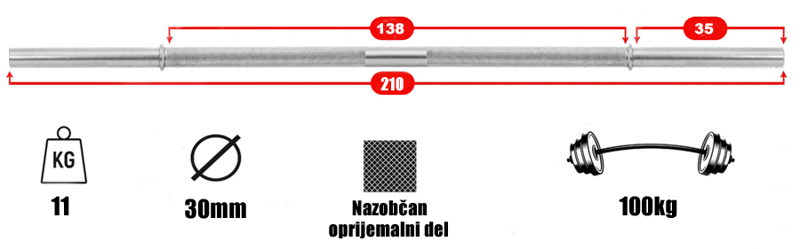 palica za uteži 210 cm